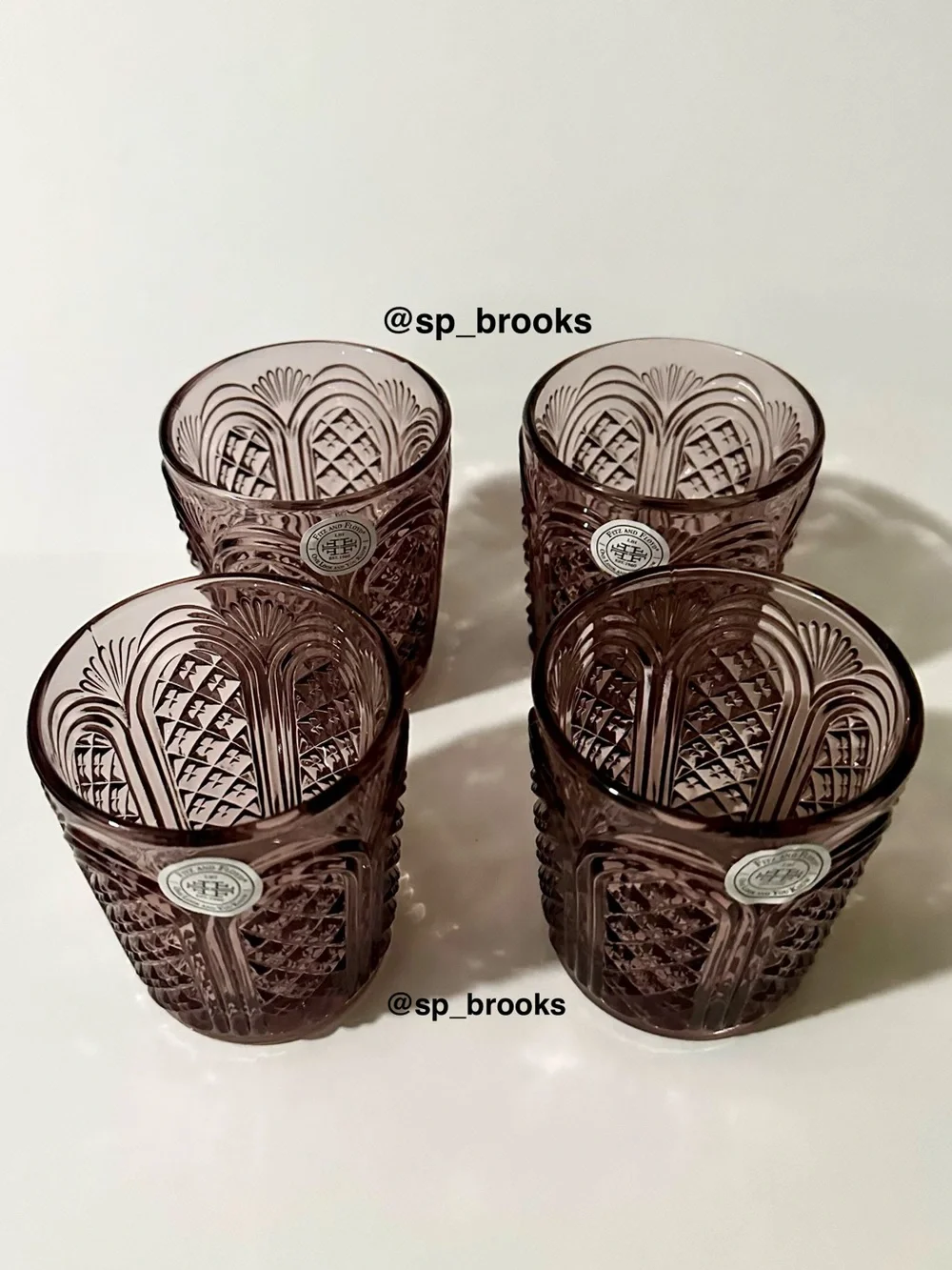 🎁4PC Fitz and Floyd Glass Tumbler - 11 oz. Sicily Lilac Tumbler